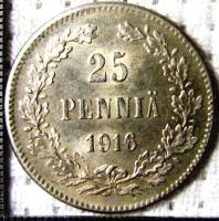 25 пенни Россия для Финляндии 1916г. Ag