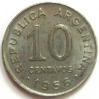 10 сентавос 1956 год