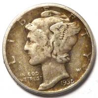 10 Центов (1 дайм) 1935 год.