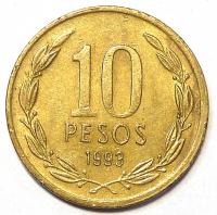 10 Песо 1993 год. Чили  