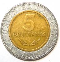 5 Боливиано 2001 год. Боливия